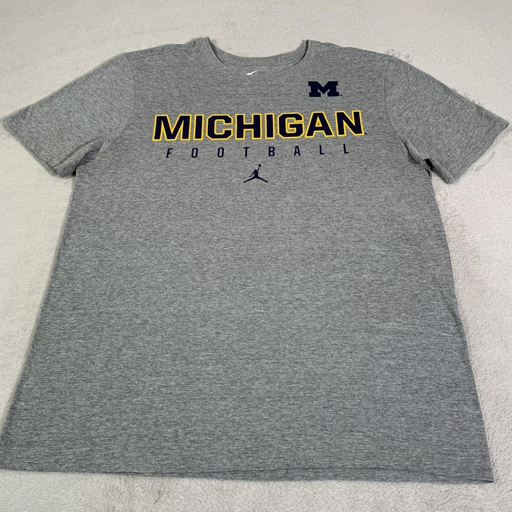 Michigan Wolverines Shirt Mens Large Gray NCAA Football Nike Tee Jordan Nike